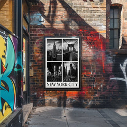 New York City Skyline Monochrome Poster Classic Wall Art