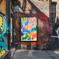 Vibrant Abstract Garden Scene Modern Art Poster