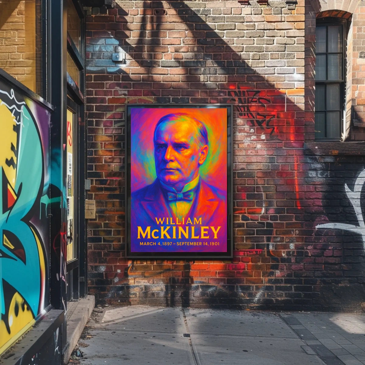 William McKinley 25th President of the United States Neon Gradient Overlay Poster