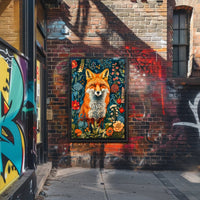 Majestic Fox Amongst Flowers: Enchanting Animal Poster