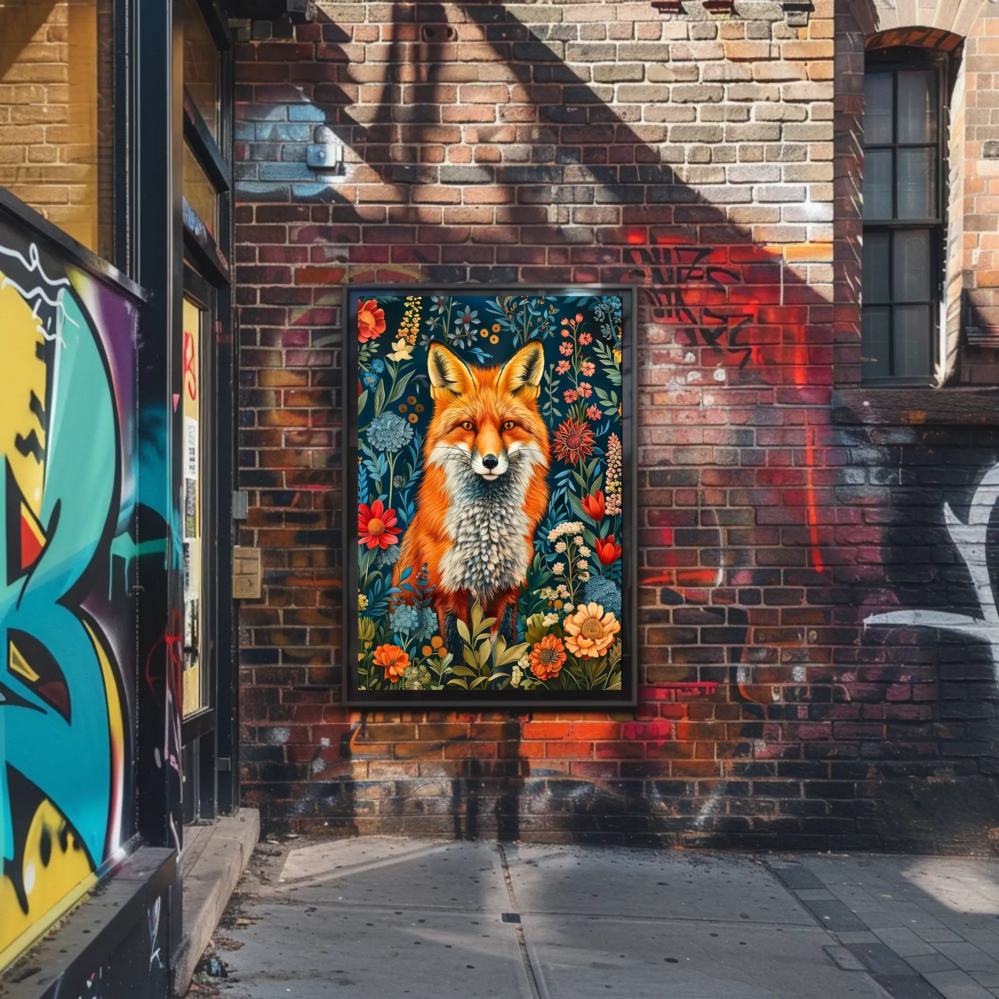 Majestic Fox Amongst Flowers: Enchanting Animal Poster