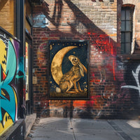 Moonlit Hare Fantasy: Whimsical Animal Nighttime Poster