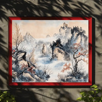 Elegant East Asian Landscape Ink Wash Poster