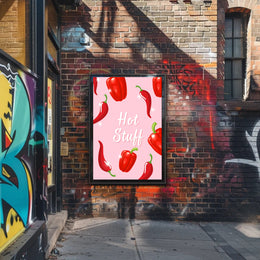 Spicy Peppers Illustration: Abstract Artistic Poster PosterGoat