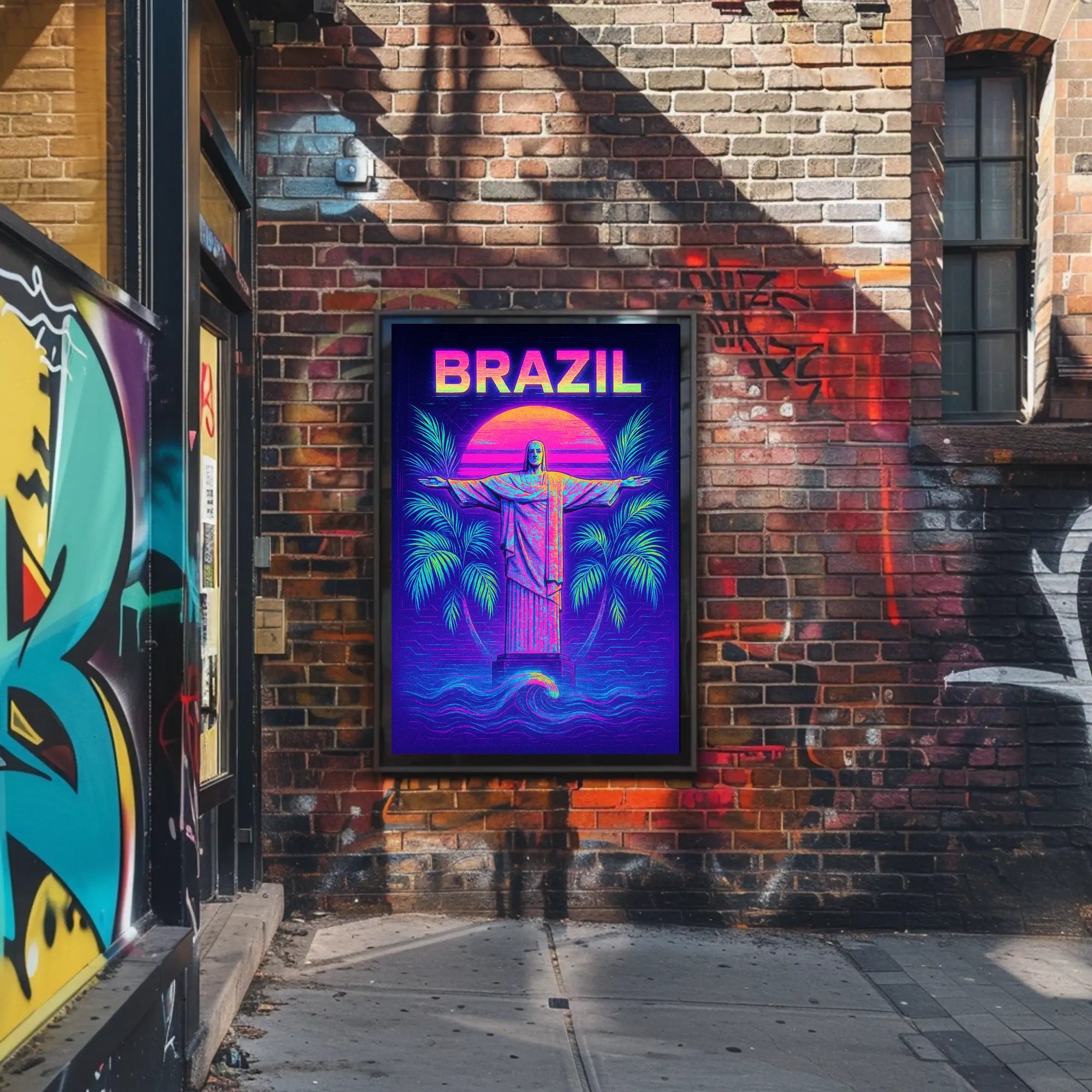 Brazil Neon Vibes Poster PosterGoat