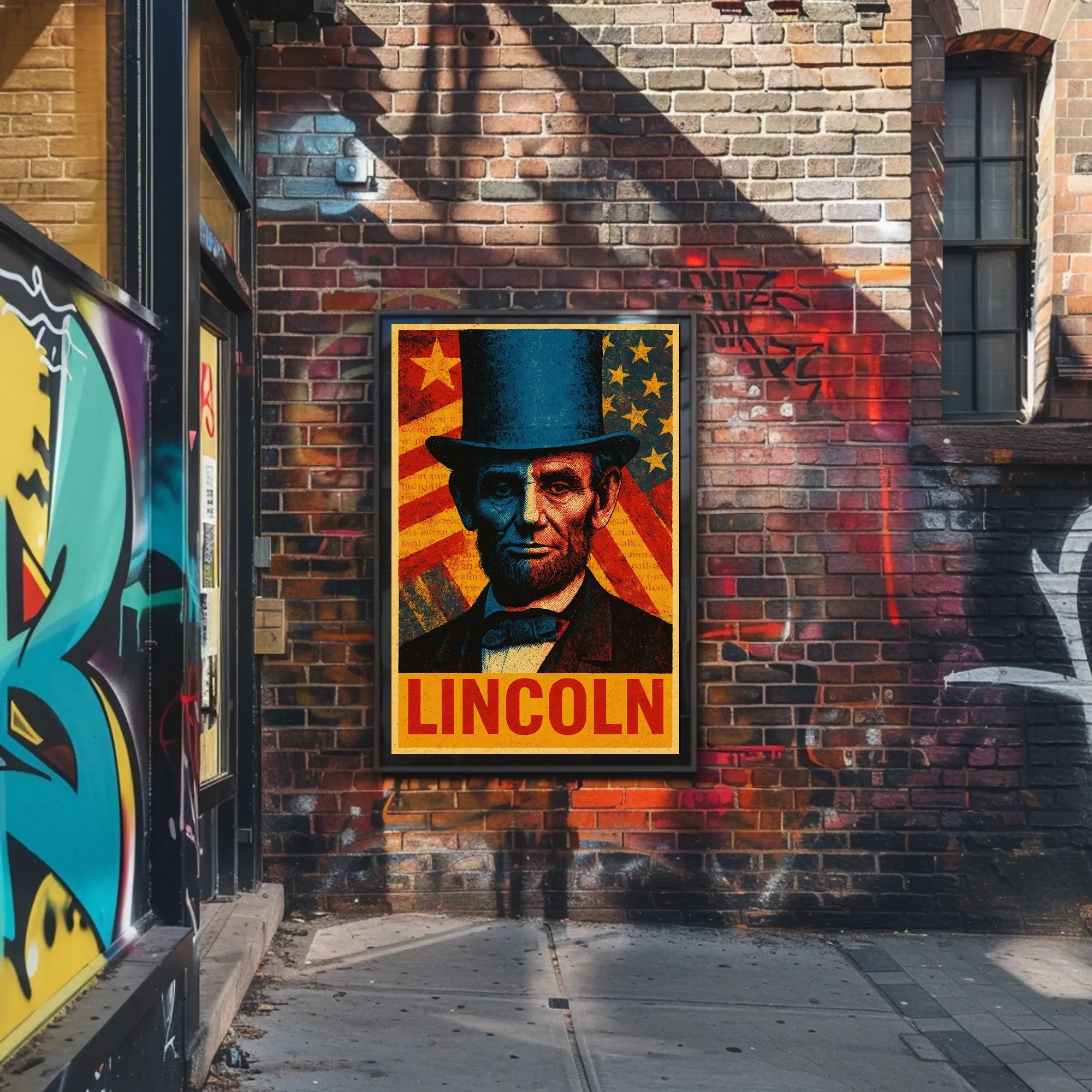 Lincoln Pop Art Poster Celebrating Historical and Presidential Icons