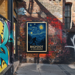 Bigfoot Colorado Poster Vintage Night Forest Wall Art