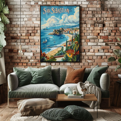 San Sebastian Bay and Cityscape Travel Poster