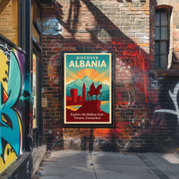 Albania Travel Destination Vintage Horseman Poster