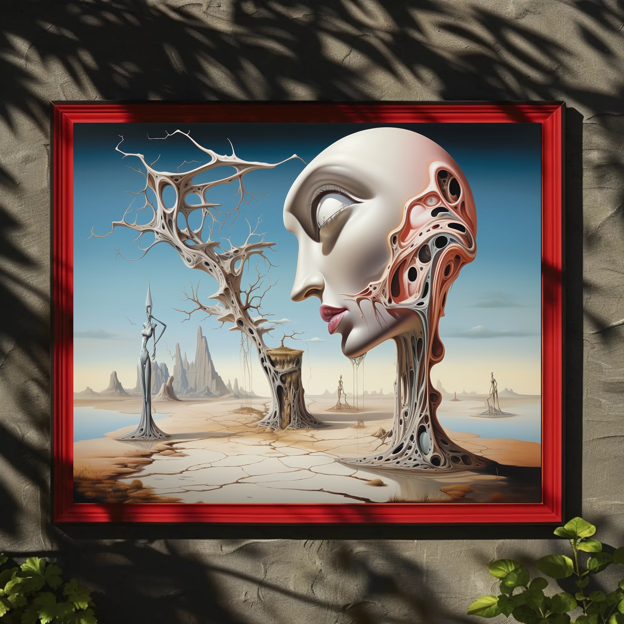Surrealistic Landscape with Abstract Face Artistic Poster