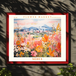 Vibrant Flower Market in Seoul Urban or Cityscape Poster