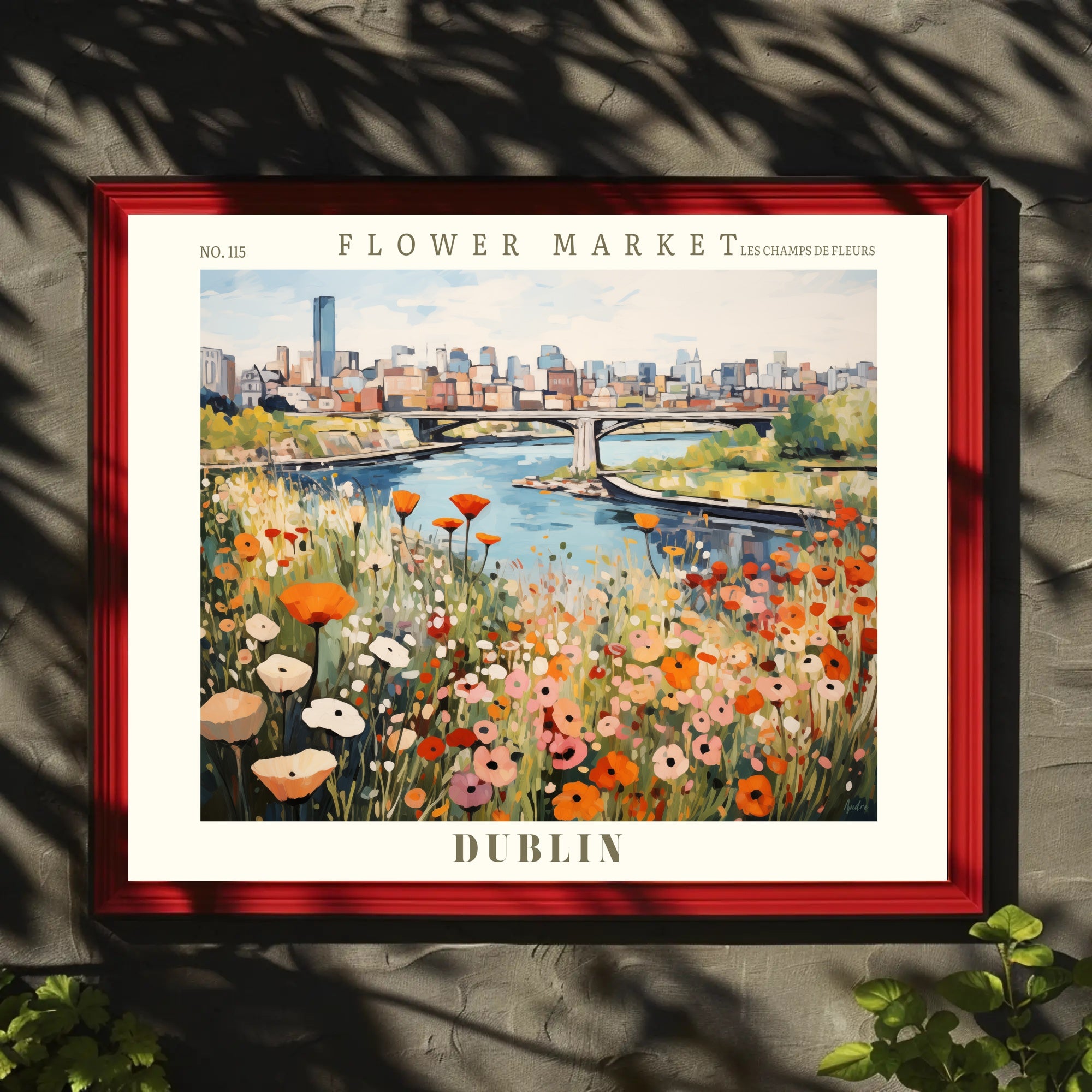 Vibrant Dublin Flower Market Impressionistic Urban or Cityscape Poster