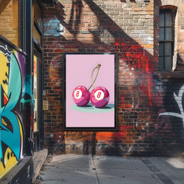 Cherry Billiard Balls Pop Culture Poster PosterGoat