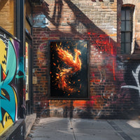 Phoenix Rebirth Modern Art Poster: Vibrant Fantasy Decor