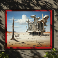 Surreal Desert Architecture: Futuristic Sci-Fi Poster