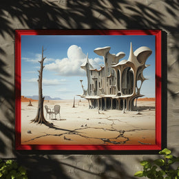 Surreal Desert Architecture: Futuristic Sci-Fi Poster