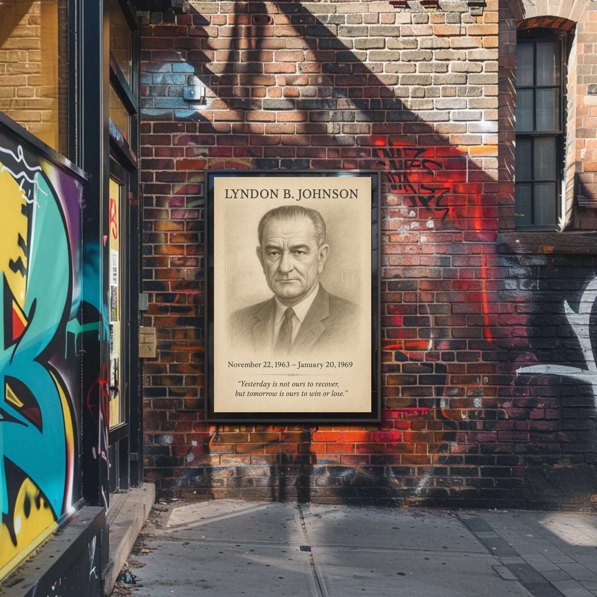 Lyndon B Johnson President Sketch Poster Art Print for Home Decor PosterGoat
