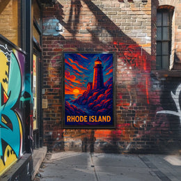 Rhode Island Lighthouse At Sunset Poster