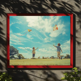 Serene Summer Day Children Kite Flying Poster