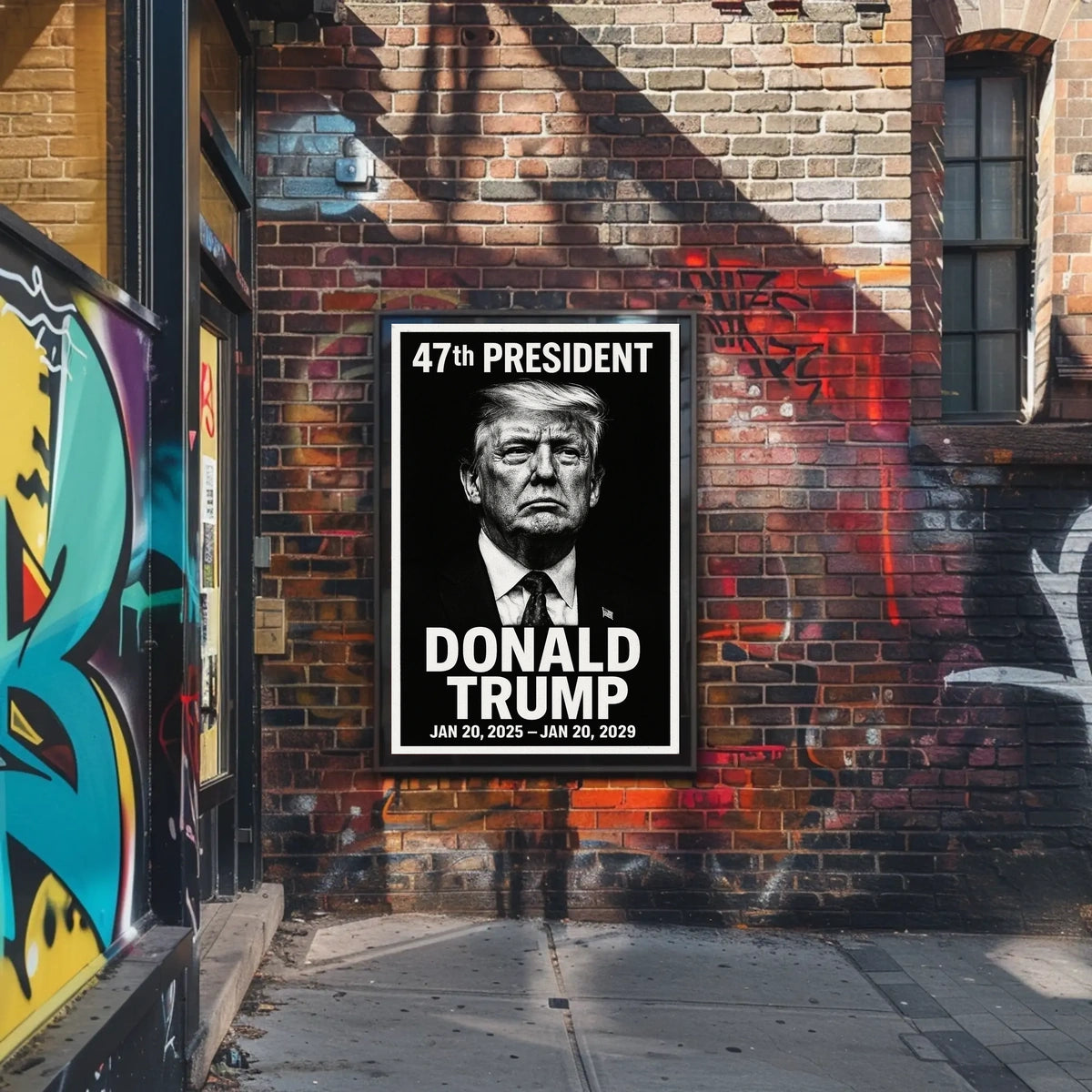 Trump Visionary Leader Cinematic Realism Patriotic Portrait American Flag Legacy Inspire Poster