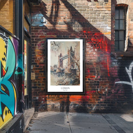 Tower Bridge London Watercolor Urban or Cityscape Poster PosterGoat