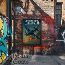 Curtiss SB2C Helldiver Vintage Warfare WWII Poster