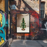 Festive Wooden Christmas Tree Poster