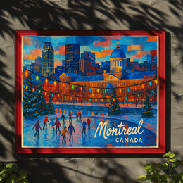 Winter Skating in Montreal Poster