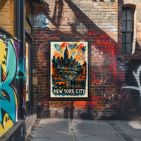 New York City Skyline Watercolor Poster Abstract Wall Art