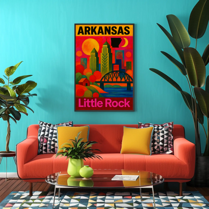 Arkansas Little Rock Skyline Vintage Travel Poster Art