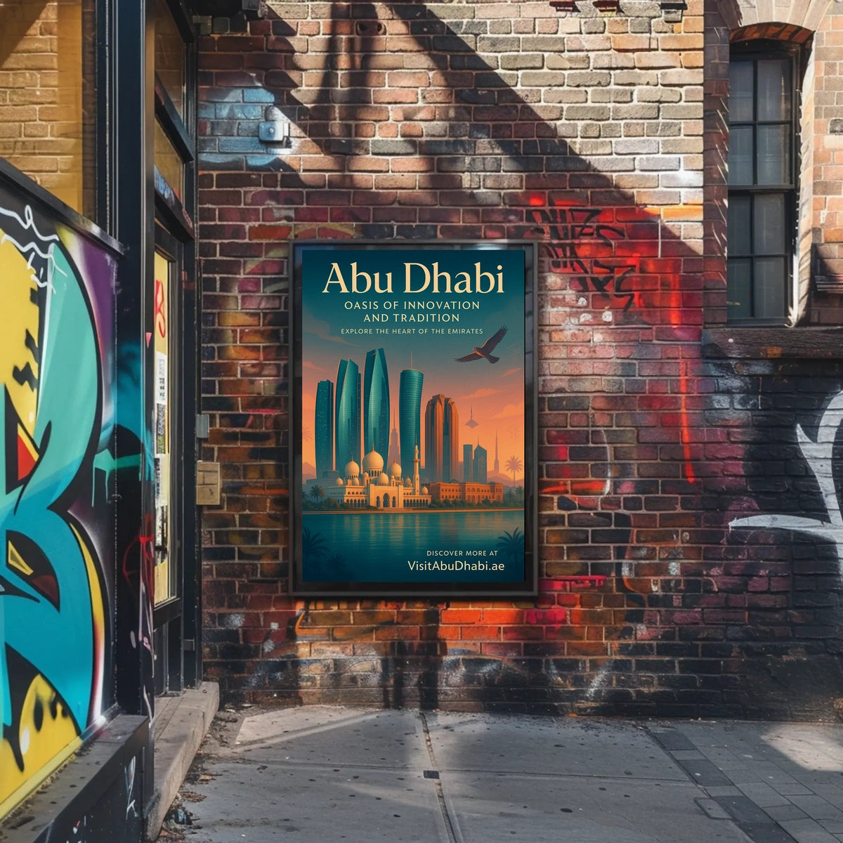 Abu Dhabi Skyline Modernity and Tradition Travel Poster
