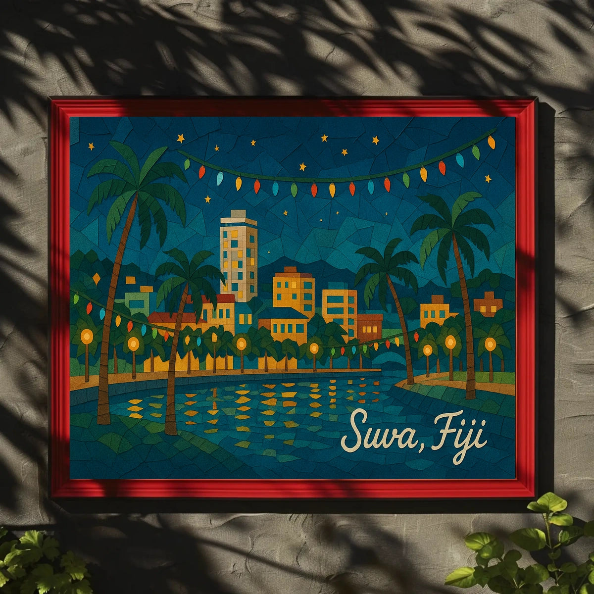 Suva, Fiji Nighttime Cityscape Poster