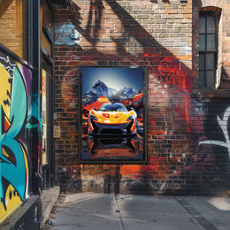 Sleek Orange Sports Car Adventure Abstract, Artistic, or Pop Culture Poster