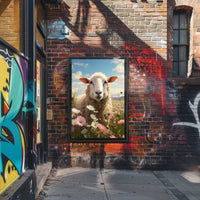 Serene Sheep In Bloom Poster PosterGoat