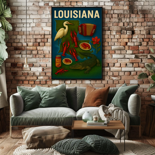 Louisiana Culture Food Music Alligator Bayou Poster