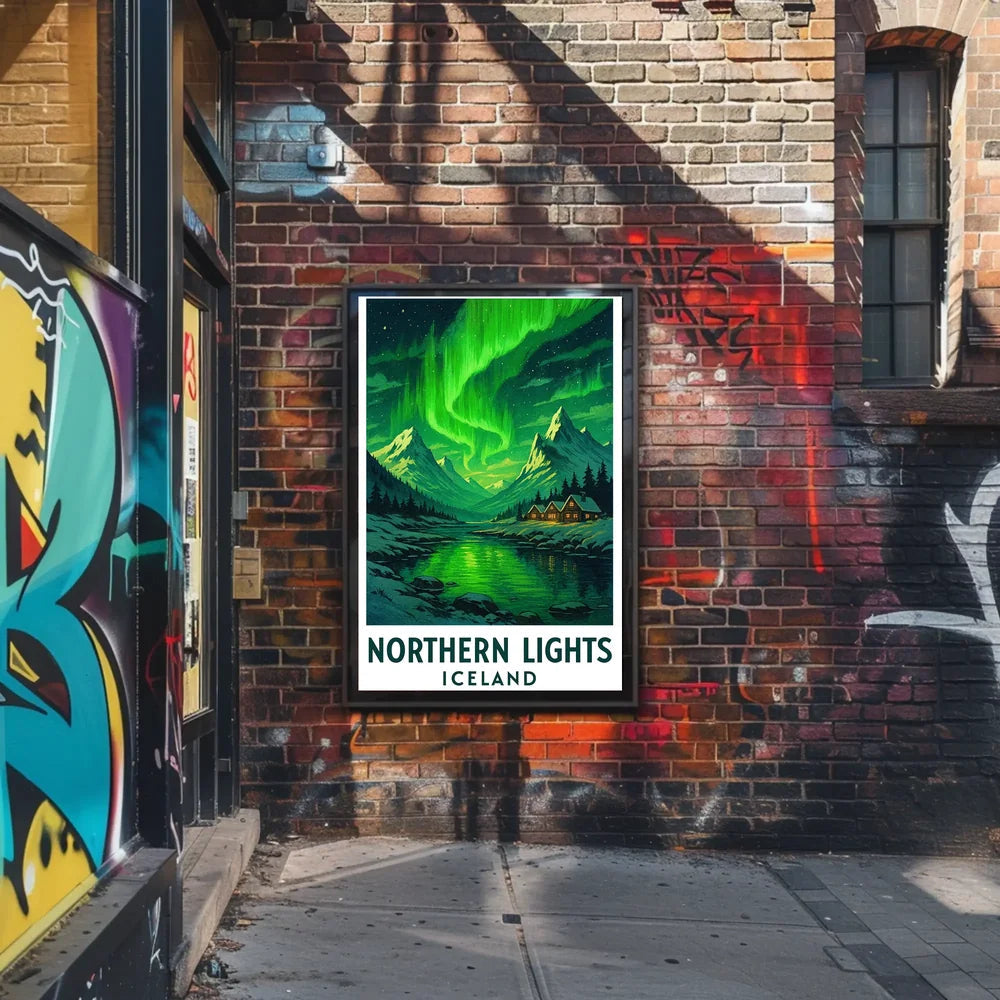 Northern Lights Over Iceland Travel Poster PosterGoat