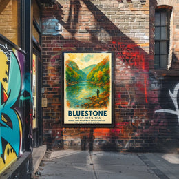 Bluestone Gorge Autumn Fishing Watercolor Poster