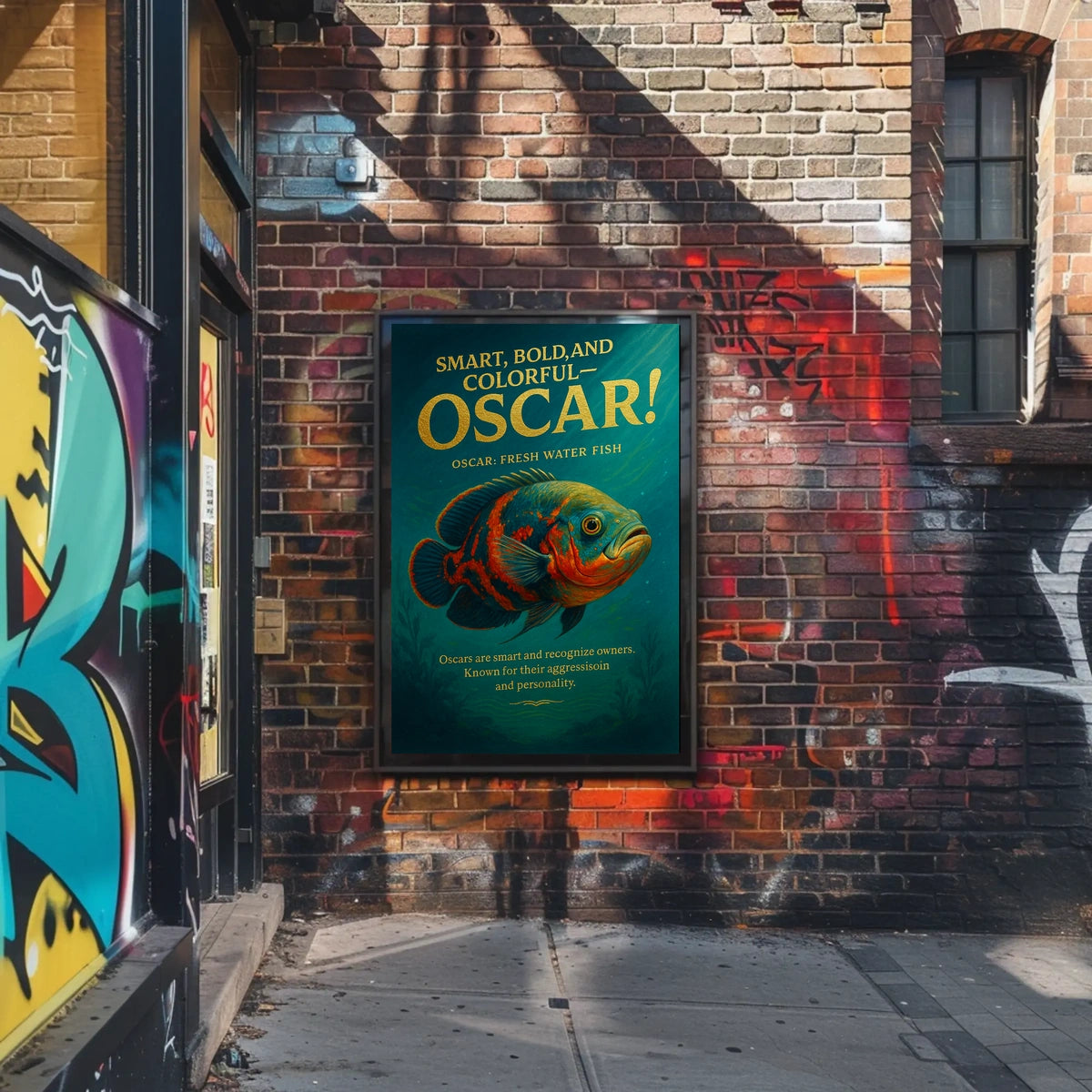 Oscar Fish Illustration: Bold Aquatic Art Poster