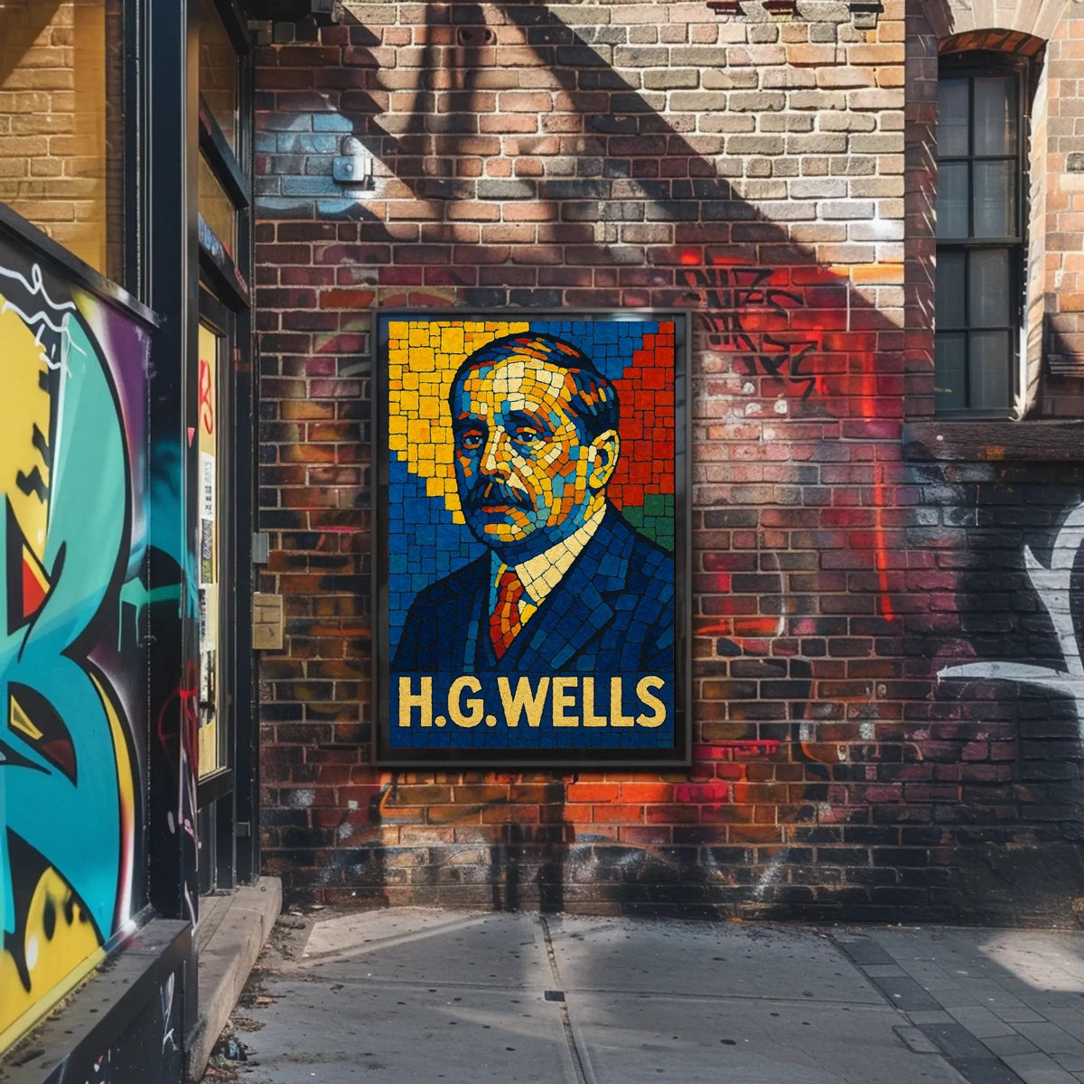 H.G. Wells Mosaic Portrait Poster