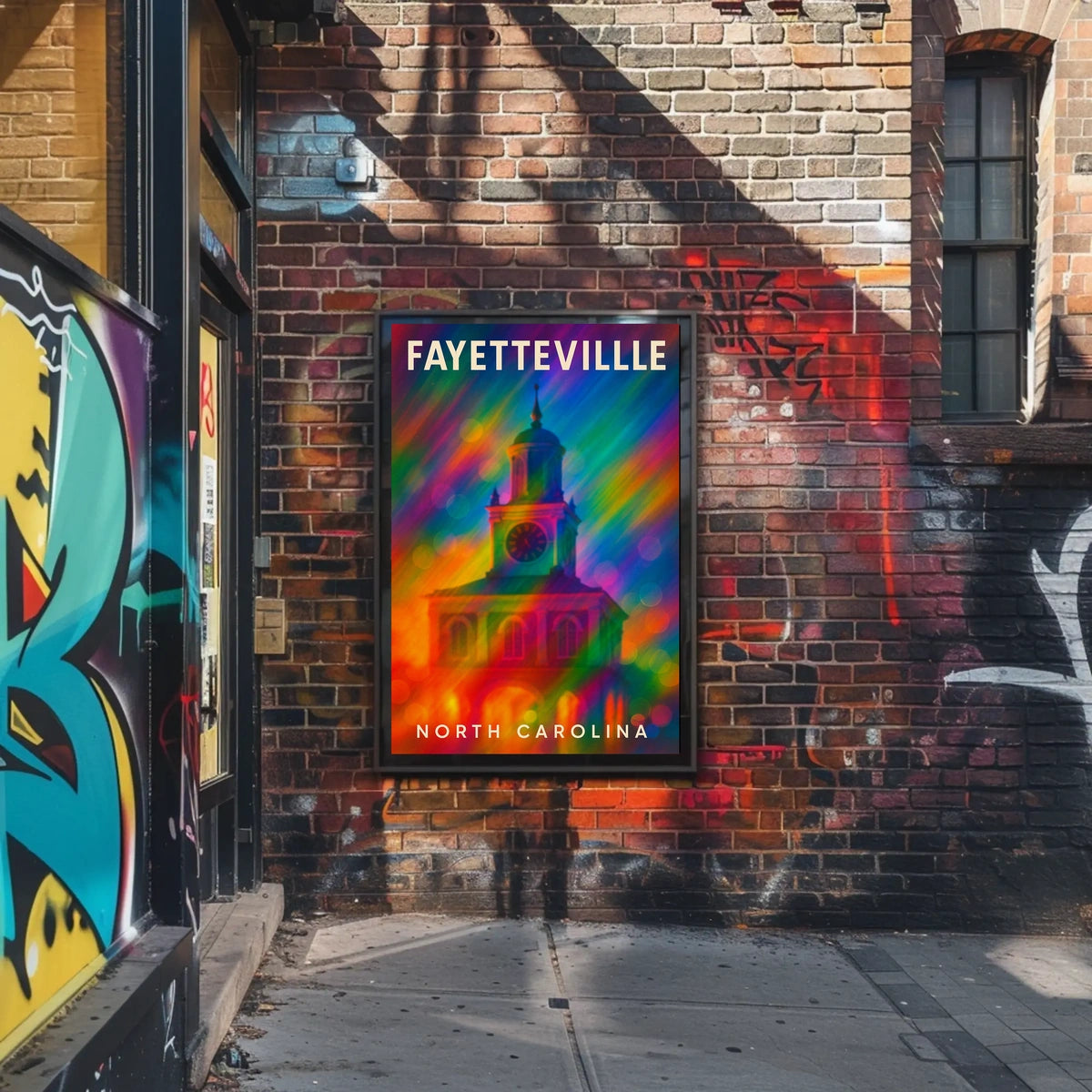 Fayetteville North Carolina Scenic Travel Art Realism Digital Painting Vibrant Heritage Souvenir Wall Decor Poster