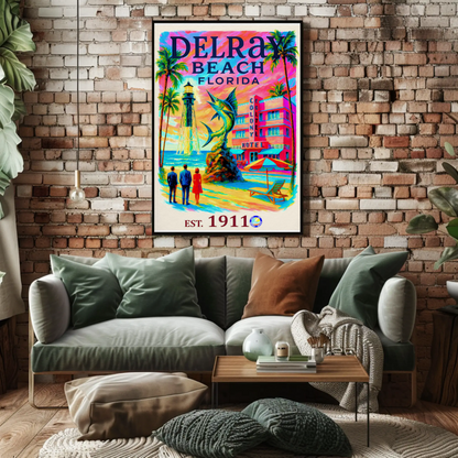 Delray Beach Florida Colony Hotel Lighthouse Travel Poster