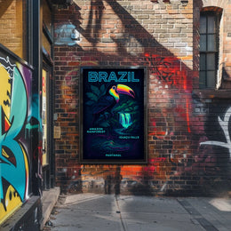 Brazilian Wildlife Adventure: Neon Rainforest Art Poster