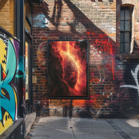 Cosmic Majesty: Fiery Planet in Nebula Poster PosterGoat