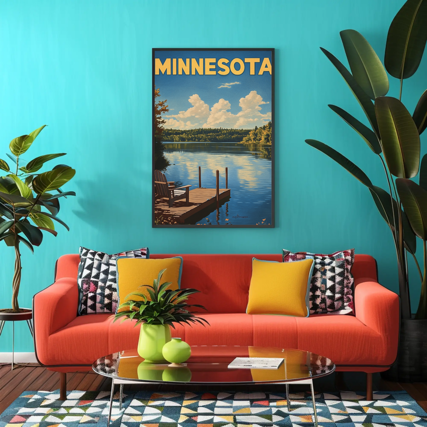 Minnesota Vintage Poster - Lakeside Dock View
