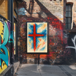 Abstract Cross Watercolor Art Decor Lovers Wanderlust Timeless Gallery Inspired Poster