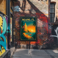 Miami Magic City Vintage Travel Poster