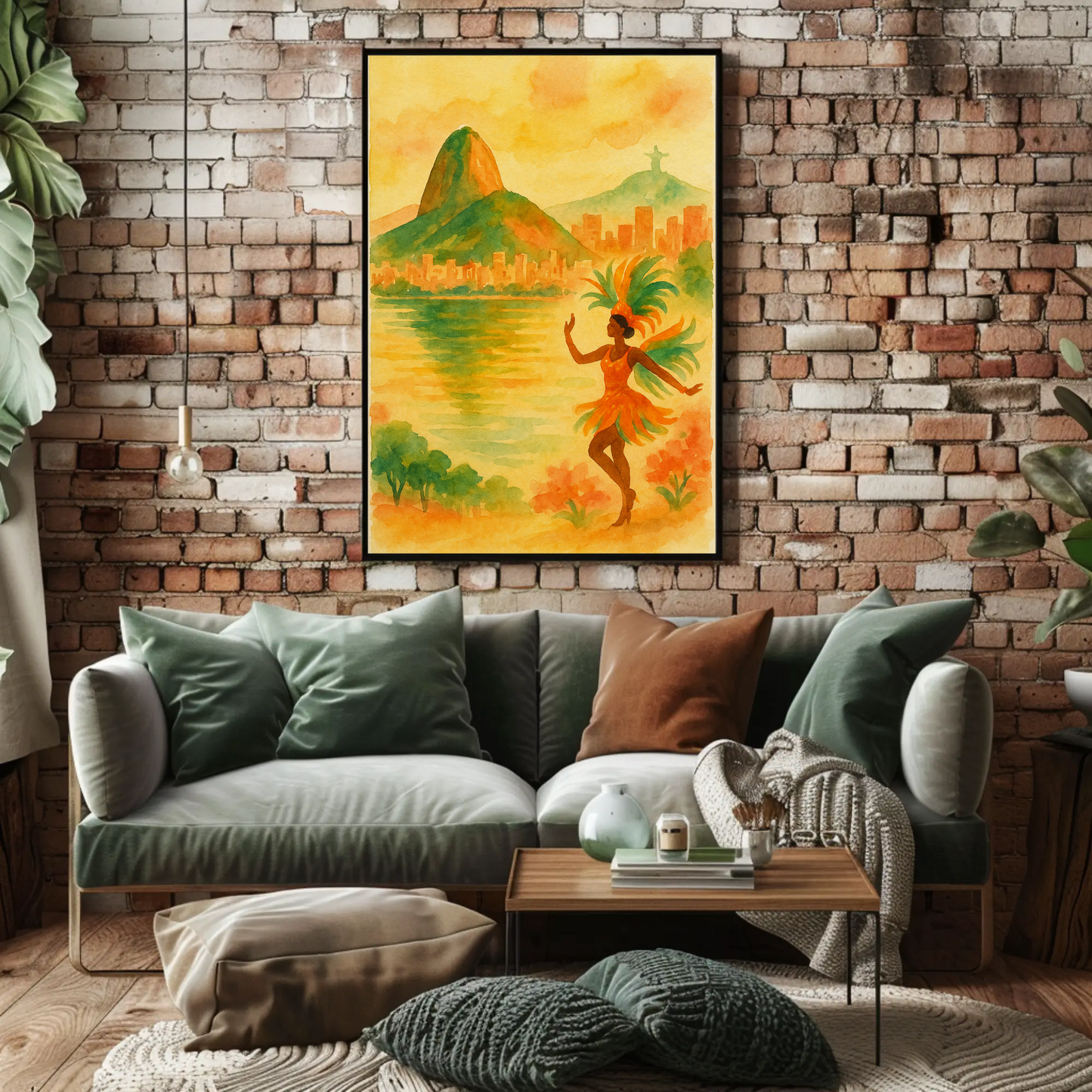 Rio de Janeiro Watercolor Dancer Beach Poster