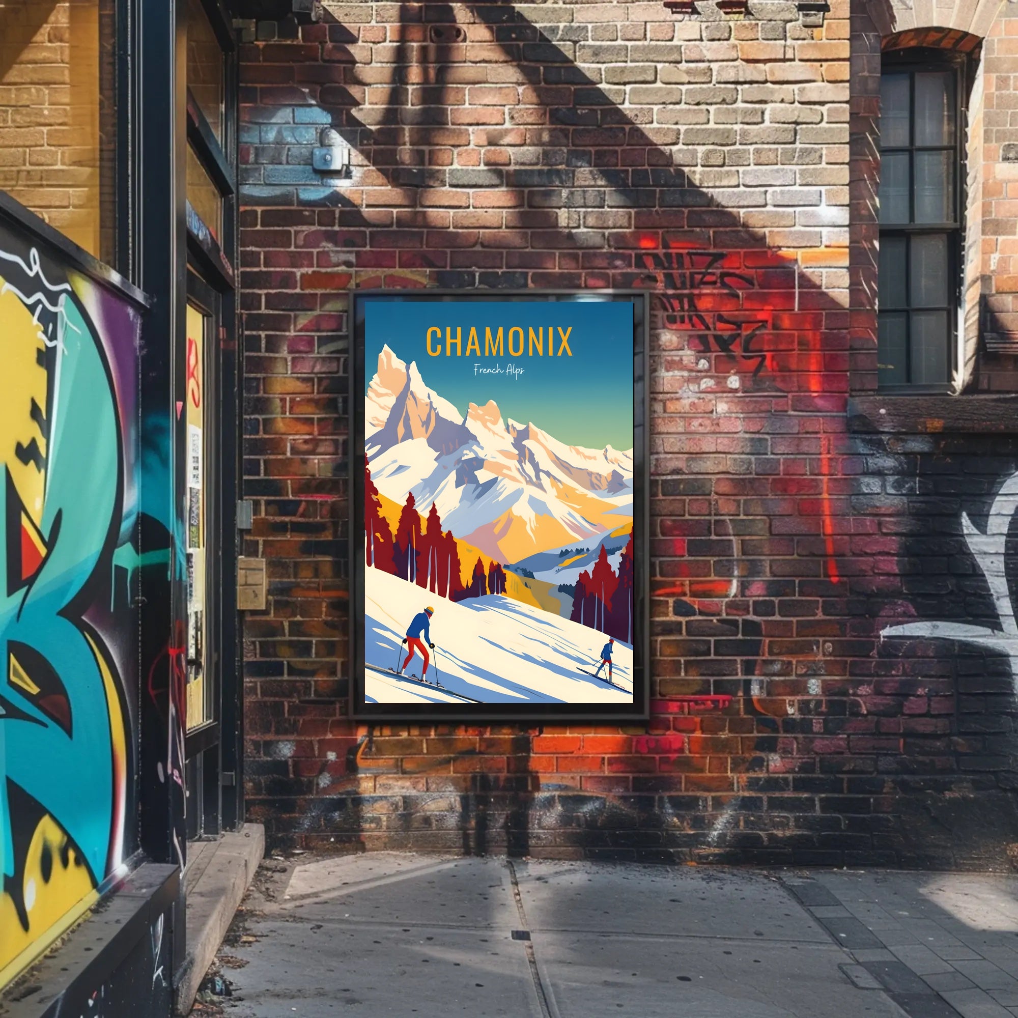 Chamonix Ski Adventure Vintage Travel Poster