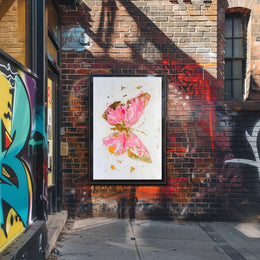 Elegant Pink and Gold Butterfly Abstract or Artistic Poster PosterGoat