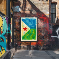 Abstract Landscape With Red Star Poster